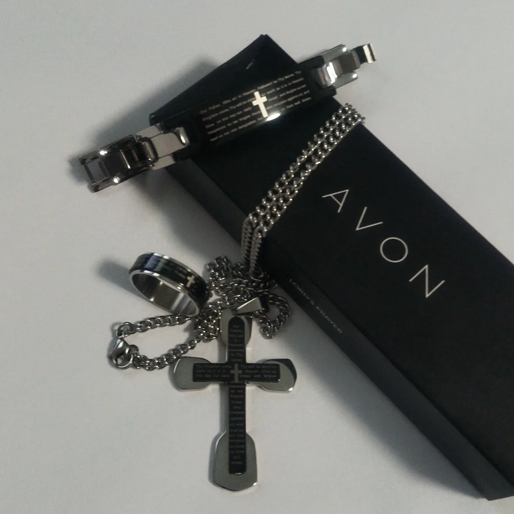 Vtg Men Lord's Prayer Stainless Steel Set